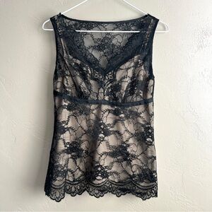 Loft Layered Elegant Black Lace Sleeveless Top